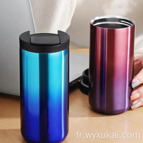 Tasse en acier inoxydable isolée de couleur dégradée portable la plus vendue